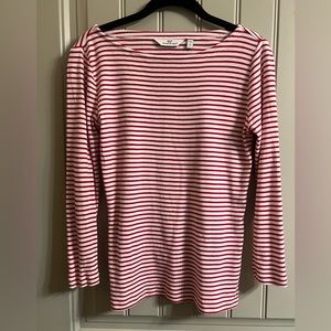 Vineyard vines red and white stripe 3/4 sleeve simple tee